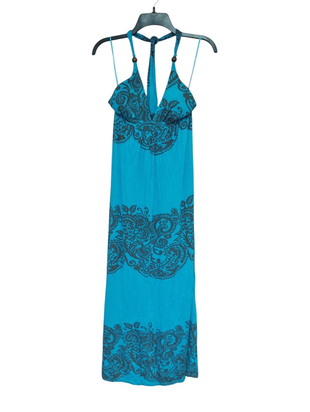 Paradise Turquoise Printed Halter Maxi Dress Size S